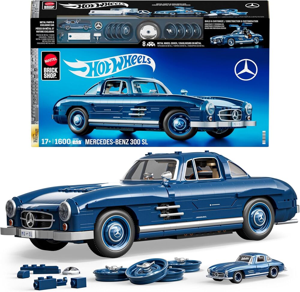 Mattel Brick Shop Hot Wheels Premium Series Mercedes-Benz 300 SL 1600 Pieces NWT